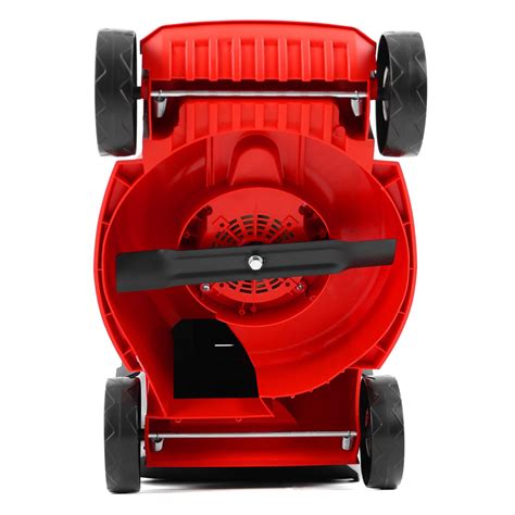 The Hecht 1233 electric lawnmower in a garden setting