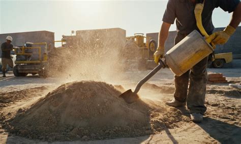 Zdjęcie przedstawiające proces mieszania betonu w betoniarce