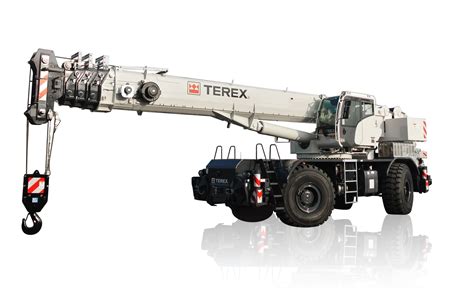 Szkic techniczny koparko-ładowarki Terex z zaznaczeniem kluczowych podzespołów hydraulicznych