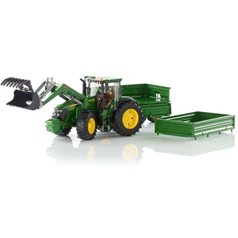 Schematyczna wizualizacja traktora John Deere 7930 z przyczepą i ładowaczem Bruder