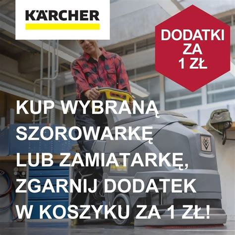 Ilustracja przedstawiająca zamiatarkę Kärcher pracującą na podjeździe, zbierającą liście.