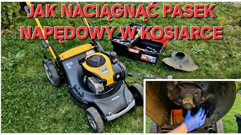 Schemat działania kosiarki z elementami takimi jak talerze, nożyki i wałek napędowy.