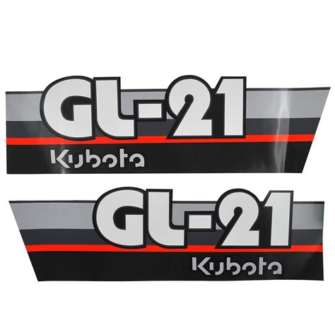 Grafika przedstawiająca przykładowe naklejki dla ciągników Kubota z serii GL.