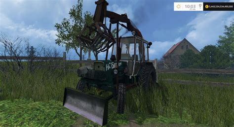 Thematic photo of a Belarusian excavator (JUMZ) in an old agricultural or construction setting