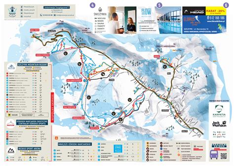 mapa tras narciarskich w Zakopanem z zaznaczonym kompleksem skoczni