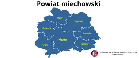 Mapa powiatu miechowskiego z zaznaczonymi punktami sprzedaży maszyn rolniczych