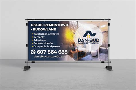 Wizualizacja profesjonalnego projektu baneru reklamowego z wykorzystaniem grafiki koparko-ładowarki
