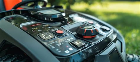 Thematic photo of a person easily operating a Cedrus lawnmower with a central control panel