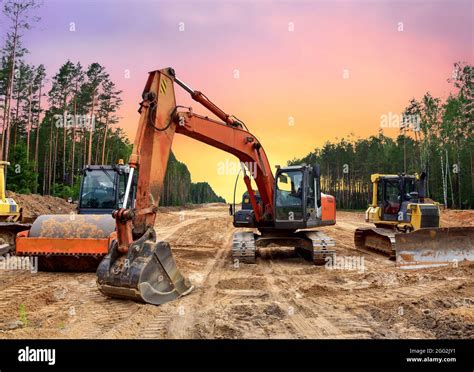 Thematic photo of heavy construction machinery, such as an excavator or bulldozer, working on a construction site