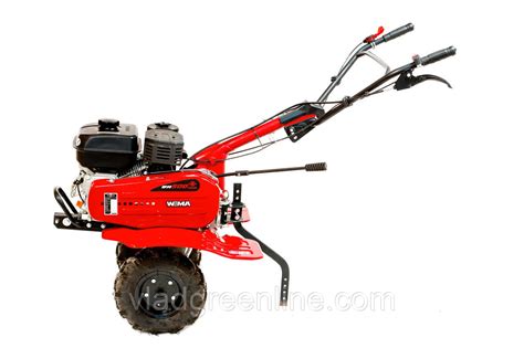 Infographic: Technical specifications of Weima WM500 tiller with highlighted features