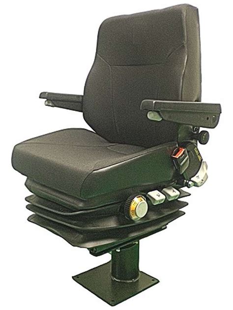 The entire operator's seat from a JCB machine, removed from the cabin, showing its base and connection points for a mechanic.