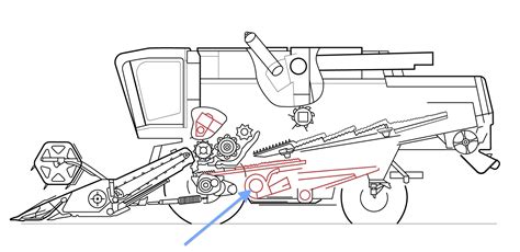 Ilustracja mechanizmu młócącego i wytrząsaczy kombajnu