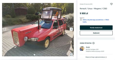 Nietypowy przerobiony samochód z elementami ciągnika (Renault Megane-Ursus)
