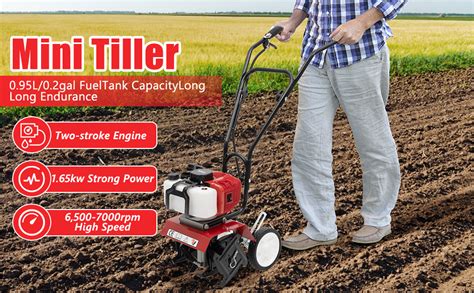 Thematic photo of a petrol tiller in a garden