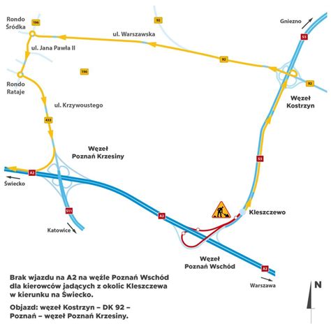 Mapa objazdów po wypadku na A4
