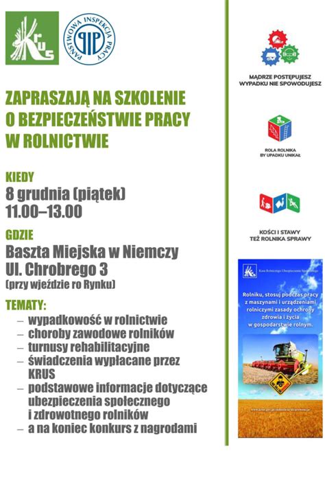 Plakat informacyjny o zasadach bezpieczeństwa pracy w rolnictwie