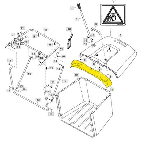Zdjęcie przedstawiające opróżnianie kosza w traktorku John Deere