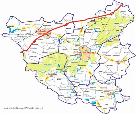 Mapa powiatu sokólskiego z zaznaczonymi inwestycjami drogowymi