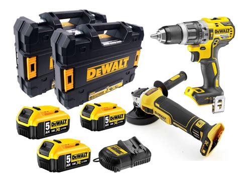 Zestaw elektronarzędzi JCB: wkrętarka, młotowiertarka, szlifierka kątowa
