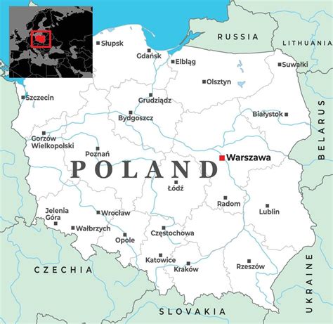 Map of Poland with highlighted regions or dots indicating client locations
