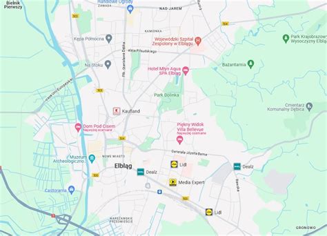 mapa Elbląga z zaznaczonym obszarem działania firm budowlanych