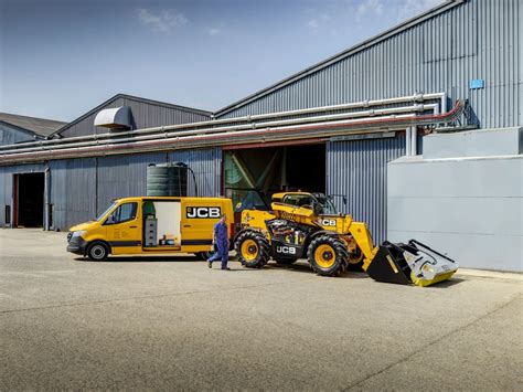 Infographic showing easy service access points for JCB telehandler engine and filters