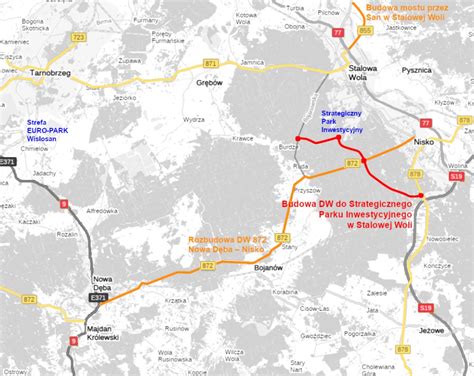 Mapa inwestycji budowlanych w Stalowej Woli oraz rozmieszczenie punktów wynajmu sprzętu