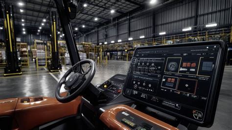 Photo of a modern forklift with advanced control panel