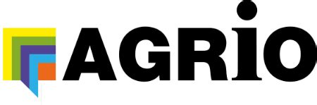 The Agrio logo with its characteristic white and blue colors, possibly on a modern sprayer.