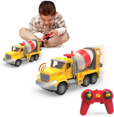Thematic photo of a child playing with a Middle Truck concrete mixer toy