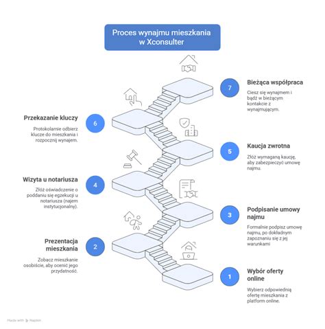 Infografika przedstawiająca proces wynajmu maszyn budowlanych krok po kroku