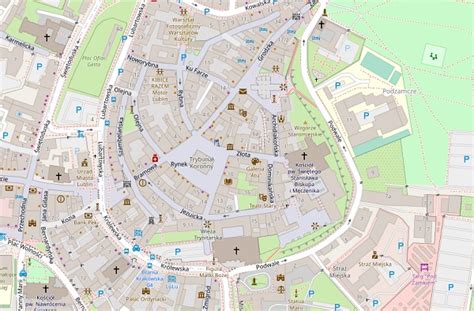Mapa Lublina z zaznaczonymi punktami wypożyczalni narzędzi