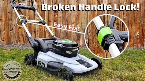 Infographic showing ergonomic features of a lawnmower handle