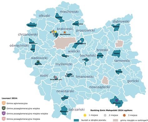 Mapa Małopolski z zaznaczonymi miastami o wysokiej aktywności ogłoszeniowej dla traktorów kosiarek Husqvarna