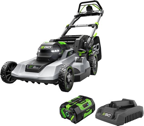 Thematic photo of EGO POWER+ LM2001E cordless lawnmower in a garden