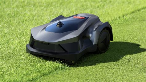 Thematic photo of a large, well-maintained garden with an automatic lawnmower in the foreground.