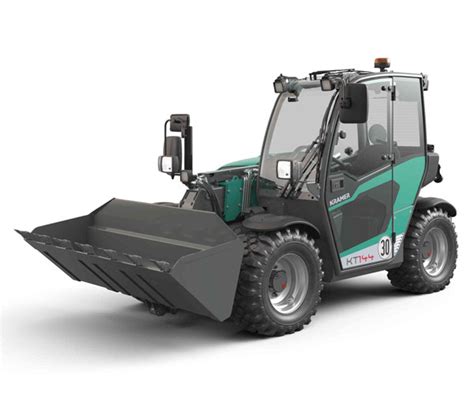 Photo of Kramer mini telehandler (KT144) lifting bales
