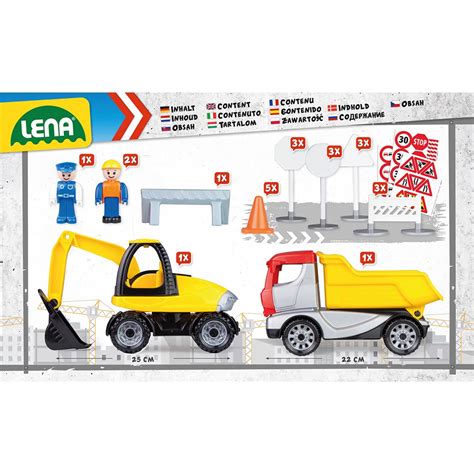 Infographic showing the features of LENA Gigant excavator (movable parts, 2-in-1 function)