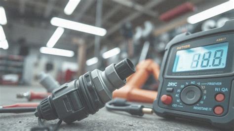 Zdjęcie mechanika używającego multimetru do sprawdzenia pompy paliwa