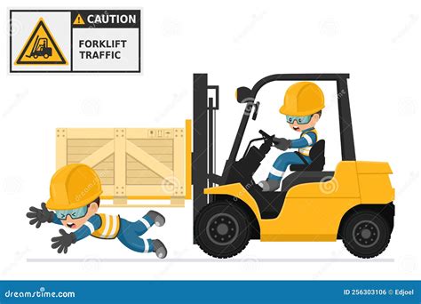 Thematic photo of a forklift accident scene or a warning sign about forklift safety