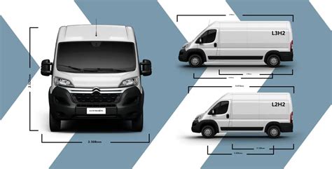 Infografika: Porównanie wymiarów Citroën Jumper L2 i L3 wywrotka