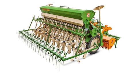 Thematic photo of an Amazone D5 seed drill working in a field