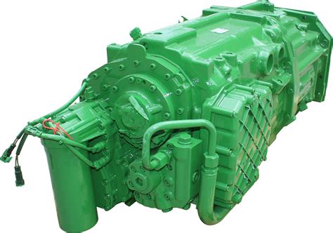 infografika porównująca typy przekładni John Deere (eHydro, IVT, PowerShift, mechaniczna)