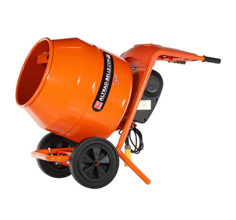 Photo of an Altrad Belle concrete mixer, emphasizing compact design