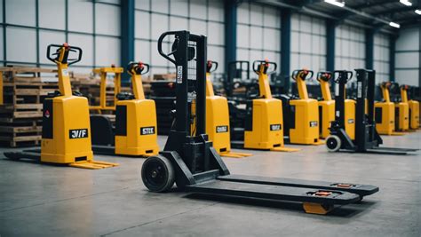 Various electric pallet trucks from different brands