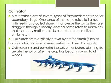 Infographic showing different types of cultivator teeth and their applications