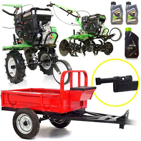 Wózek transportowy podłączony do glebogryzarki