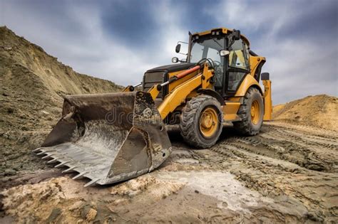 Thematic photo of a modern excavator-loader on a construction site