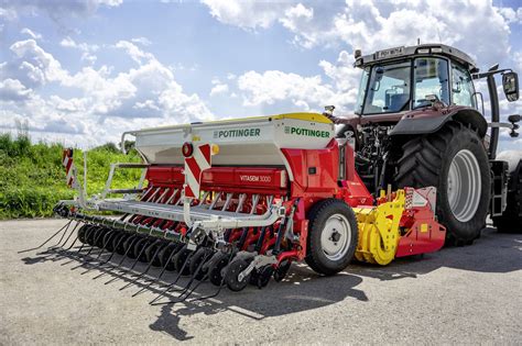 Thematic photo of a Pöttinger Vitasem mechanical seed drill working in a field