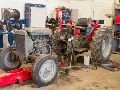 Thematic photo of a tractor undergoing maintenance or repair